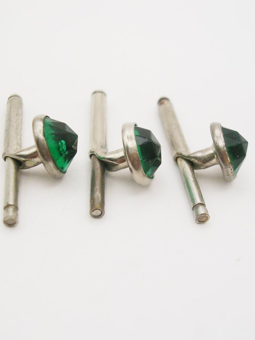 Vintage Waistcoat Buttons Tuxedo Studs Set of 3 green Jewels